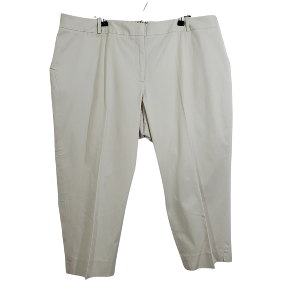 Talbots Heritage Cropped Khaki Tan Beige Elastic Waist Pants NWT Size 22W Petite - Picture 1 of 11